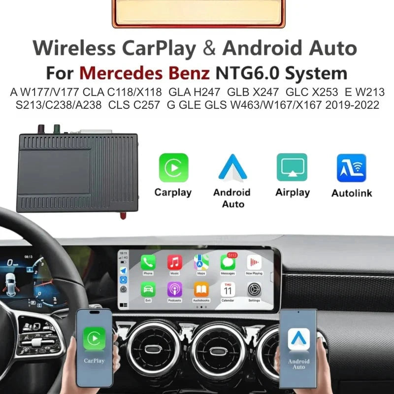 Autoradio CarPlay Sans Fil Mercedes MBUX NTG6.0 - vue de face - Becquet Voiture