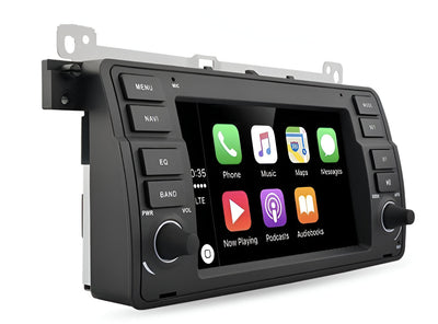 Autoradio Connecté Apple CarPlay Android Auto BMW Série 3 M3 E46 1998-2005 - vue de face - Becquet Voiture