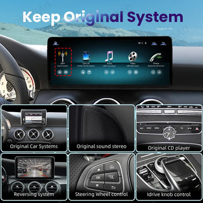 Autoradio Mercedes Classe A W176 CarPlay Android Auto - détail du montage - Becquet Voiture