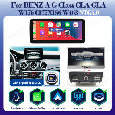 Autoradio Mercedes Classe A W176 CarPlay Android Auto - vue de dessus - Becquet Voiture