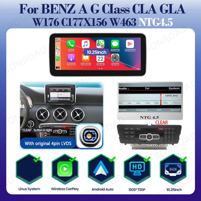 Autoradio Mercedes Classe A W176 CarPlay Android Auto - vue de face 2 - Becquet Voiture