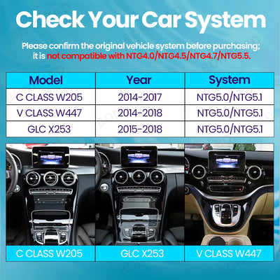 Autoradio Mercedes Classe C W205 GLC 2014-2018 - vue arrière - Becquet Voiture