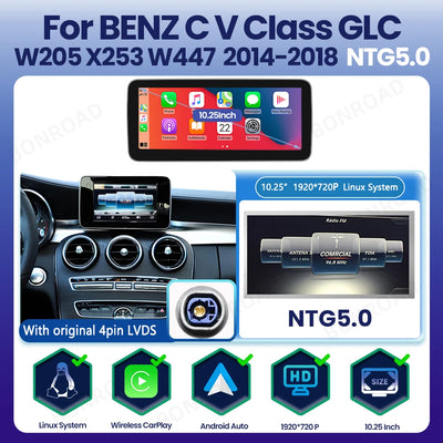 Autoradio Mercedes Classe C W205 GLC 2014-2018 - vue de dessus - Becquet Voiture