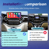 Autoradio Mercedes Classe V W447 CarPlay Android Auto - vue de profil - Becquet Voiture