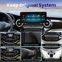 Autoradio Mercedes Classe V W447 CarPlay Android Auto - vue de trois-quarts - Becquet Voiture