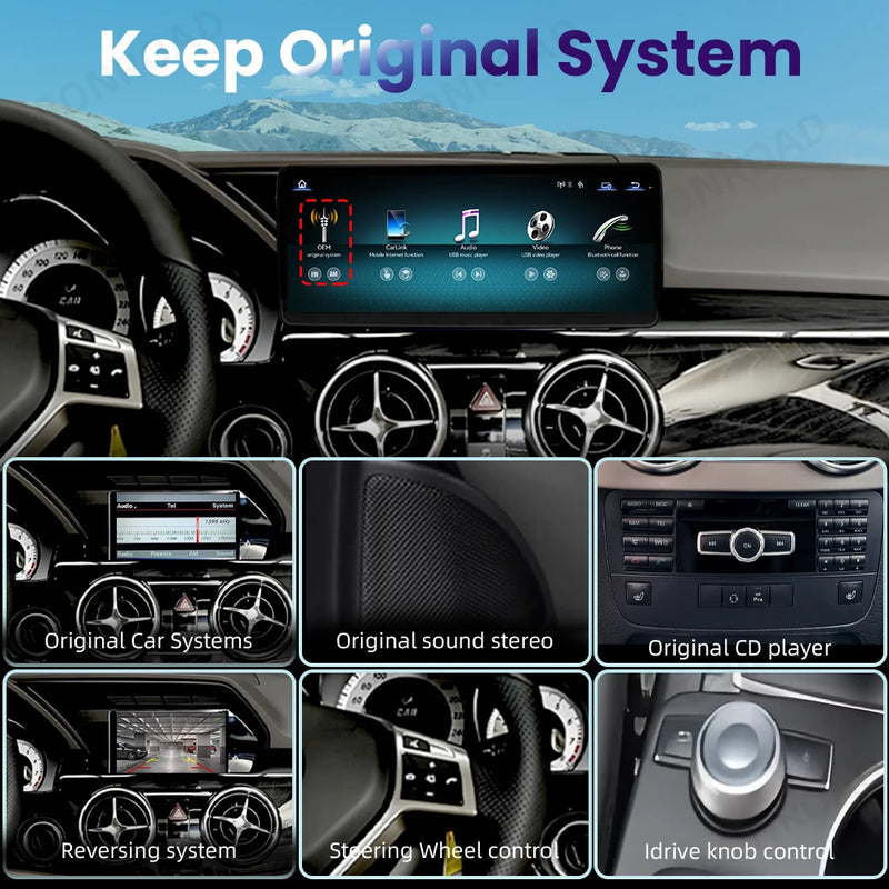 Autoradio Mercedes GLK X204 2008-2015 CarPlay Android Auto - packshot studio - Becquet Voiture