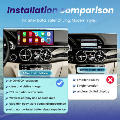 Autoradio Mercedes GLK X204 2008-2015 CarPlay Android Auto - vue de trois-quarts - Becquet Voiture