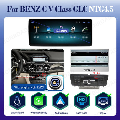 Autoradio Mercedes GLK X204 2008-2015 CarPlay Android Auto - vue rapprochée - Becquet Voiture