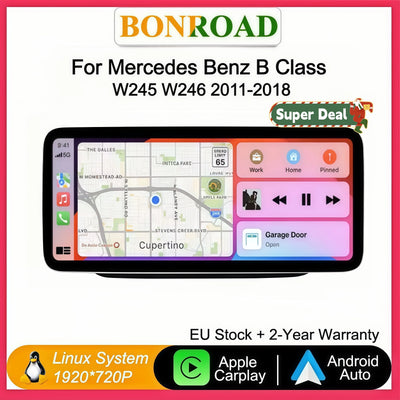 Autoradio Tactile 10,25 Pouces CarPlay Mercedes Classe B - vue de face - Becquet Voiture