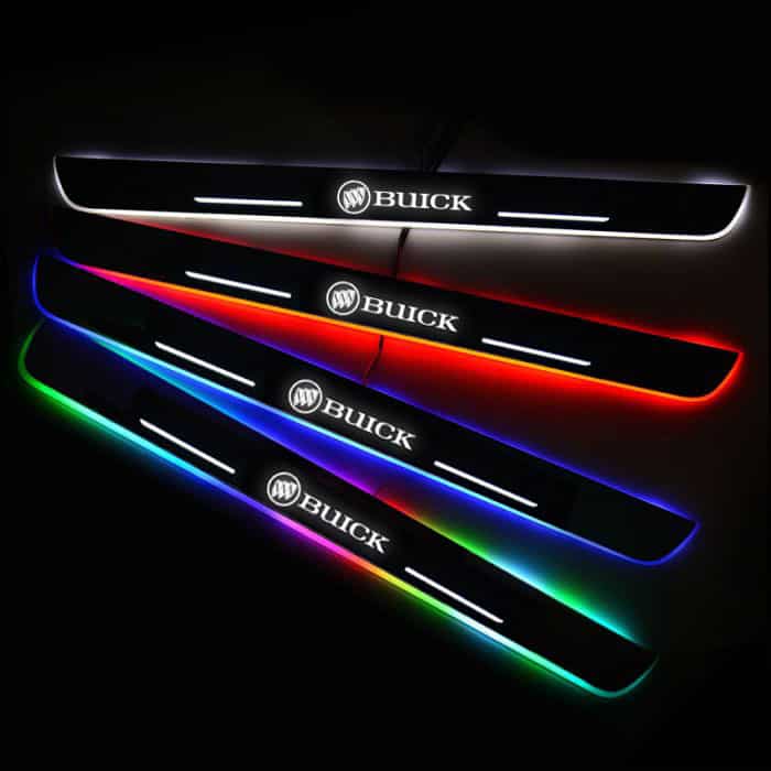 Seuils de porte LED Buick éclairés 7 couleurs, aimantés, étanches