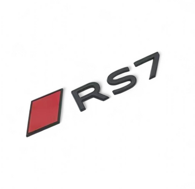 Badge coffre Audi RS7 Black Edition logo noir - vue de profil - Becquet Voiture