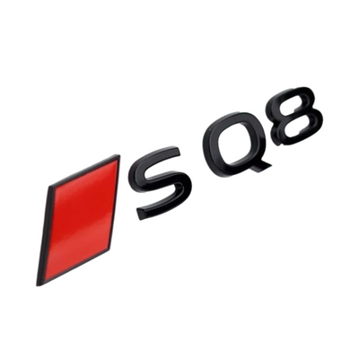 Badge coffre Audi SQ8 Black Edition logo noir - vue de face - Becquet Voiture