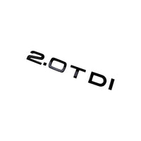 Badge coffre Audi TDI 2.0 noir - vue de profil - Becquet Voiture