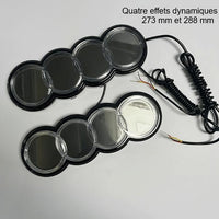Badge Lumineux Audi Q3 LED Étanche 2015-2024 Noir Argent - vue de profil - Becquet Voiture