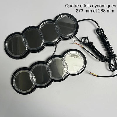 Badge Lumineux Audi Q3 LED Étanche 2015-2024 Noir Argent - vue de profil - Becquet Voiture