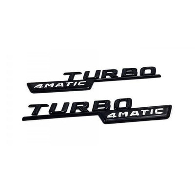 Badges aile TURBO 4MATIC Mercedes A45 CLA noir - vue de profil - Becquet Voiture