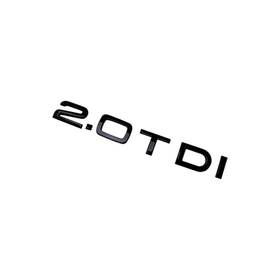 Badges coffre Audi TDI noir brillant - vue de profil - Becquet Voiture