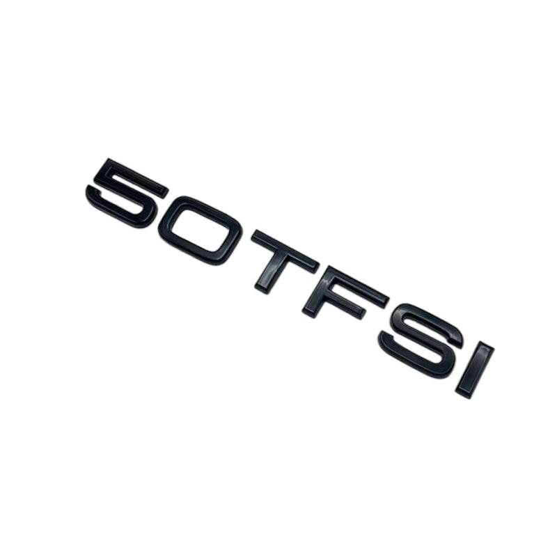 Badges coffre Audi TFSI noir - vue rapprochée - Becquet Voiture