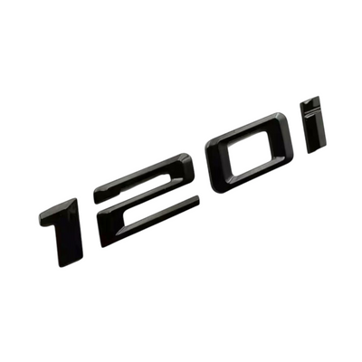 Badges coffre BMW Série 1 noir brillant - vue de dessus - Becquet Voiture