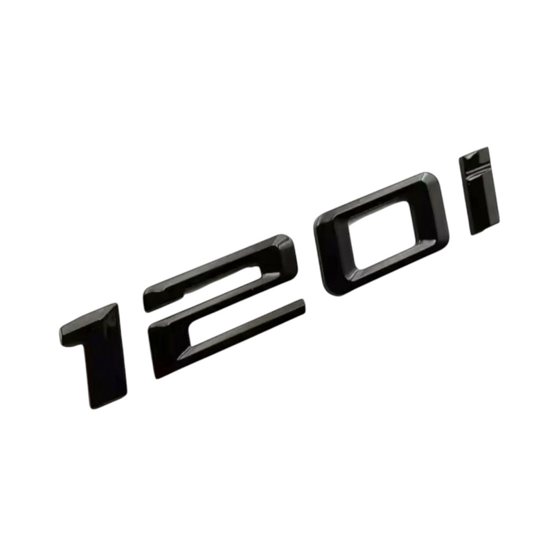 Badges coffre BMW Série 1 noir brillant - vue de dessus - Becquet Voiture