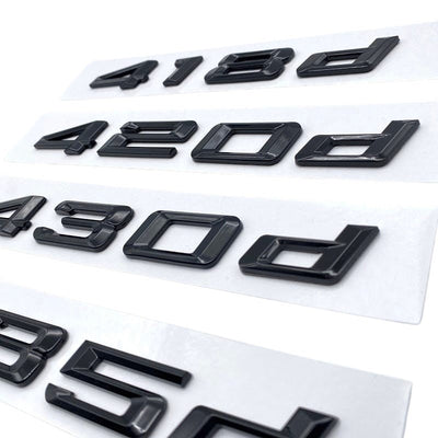 Badges coffre BMW Série 4 noir brillant - vue de dessus - Becquet Voiture