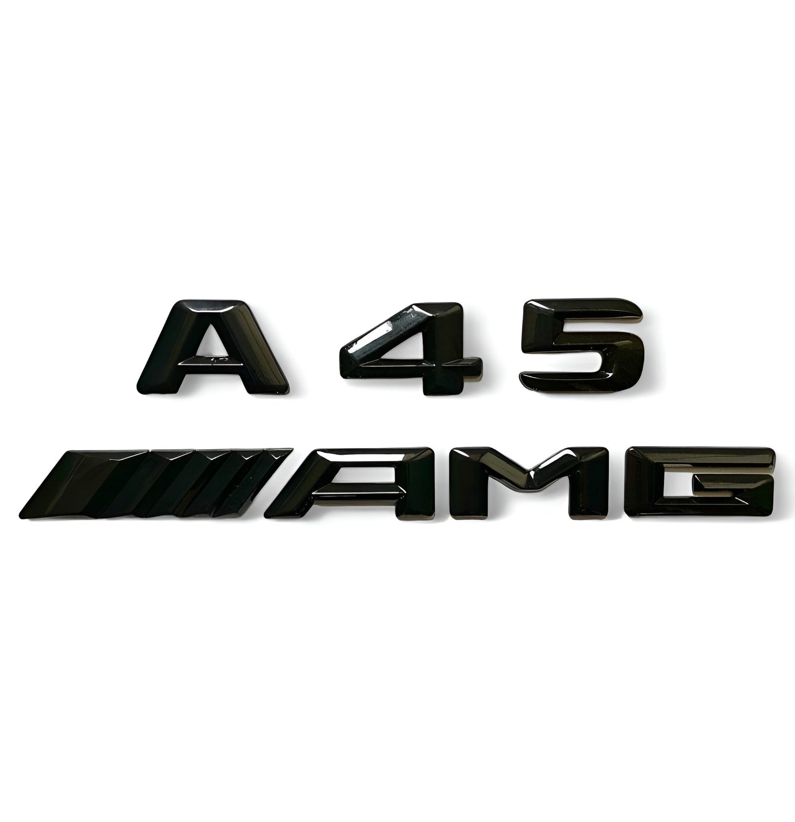Badges coffre Mercedes A45 A35 AMG noir - vue de face - Becquet Voiture