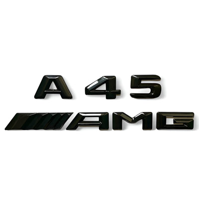 Badges coffre Mercedes A45 A35 AMG noir - vue de face - Becquet Voiture