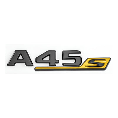Badges coffre Mercedes A45 A35 AMG noir - vue de profil 2 - Becquet Voiture
