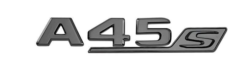 Badges coffre noirs Mercedes A45s A35s AMG W177 kit emblèmes - vue de dessus - Becquet Voiture