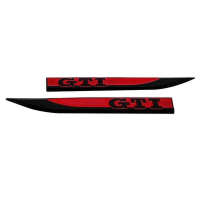 Badges Latéraux GTI VW Golf MK6 MK7 Rouge Noir - vue de profil - Becquet Voiture