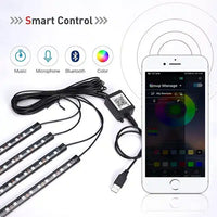Bande LED d'Ambiance Voiture 48 LEDs Port USB Contrôle APP - installé sur véhicule - Becquet Voiture