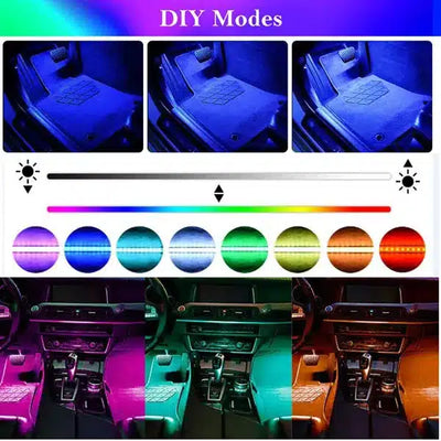 Bande LED d'Ambiance Voiture 48 LEDs Port USB Contrôle APP - packshot studio - Becquet Voiture
