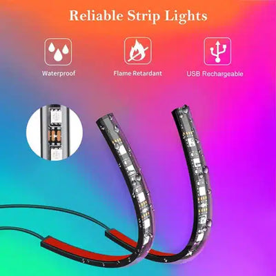 Bande LED d'Ambiance Voiture 48 LEDs Port USB Contrôle APP - vue de profil - Becquet Voiture