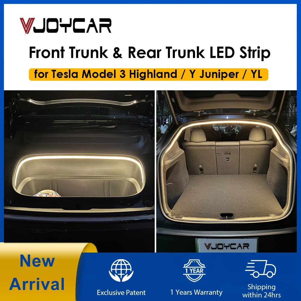 Bande LED Éclairage Ambiance Coffre Tesla Model 3 Model Y Juniper - vue de face - Becquet Voiture