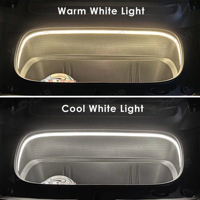 Bande LED Éclairage Ambiance Coffre Tesla Model 3 Model Y Juniper - vue de trois-quarts - Becquet Voiture