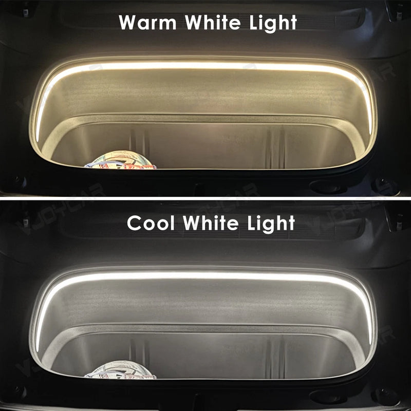 Bande LED Éclairage Ambiance Coffre Tesla Model 3 Model Y Juniper - vue de trois-quarts - Becquet Voiture