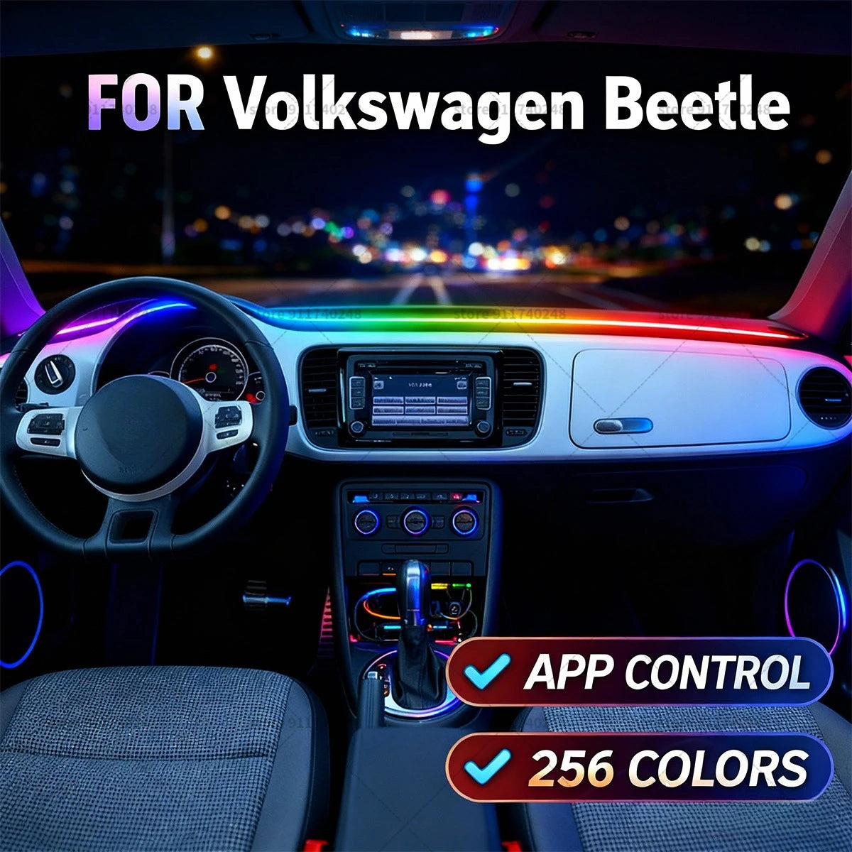 Bande Lumineuse Ambiance Volkswagen Beetle - vue de face - Becquet Voiture
