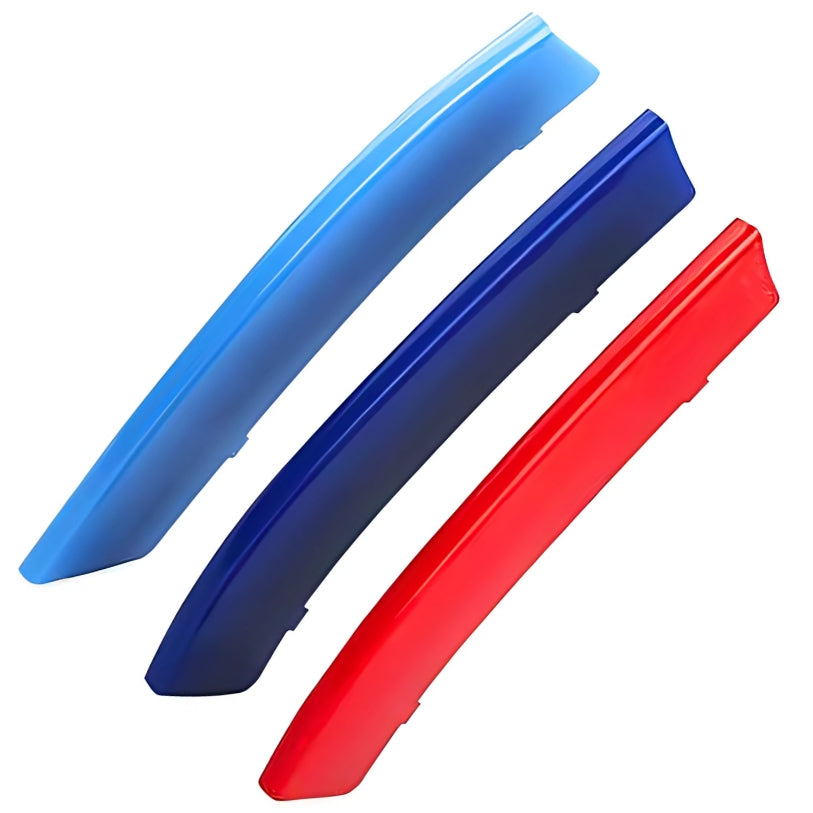 Bandes M Calandre BMW 3 Couleurs Tricolore - vue de face - Becquet Voiture