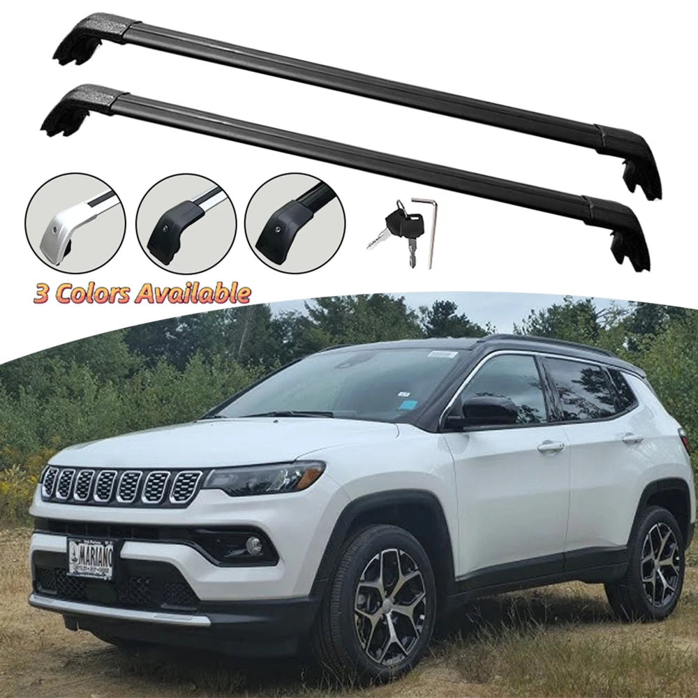 Barres de Toit Aluminium Jeep Compass 2017-2023 - vue de face - Becquet Voiture