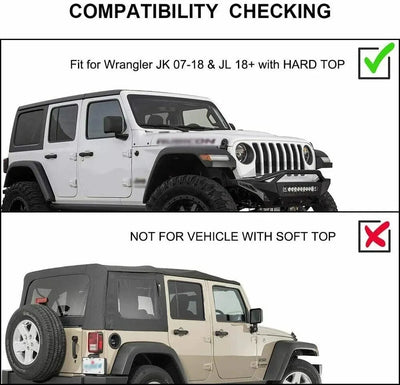 Barres de Toit Aluminium Noir Jeep Wrangler JL 2018-2023 - installé sur véhicule - Becquet Voiture