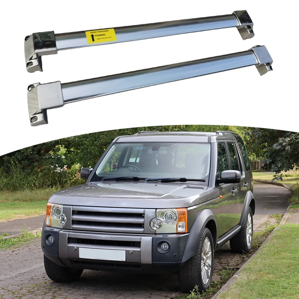 Barres de Toit Inox Land Rover Discovery 3 LR3 2004-2009 - vue de face - Becquet Voiture
