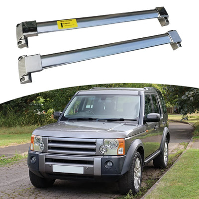 Barres de Toit Inox Land Rover Discovery 3 LR3 2004-2009 - vue de face - Becquet Voiture