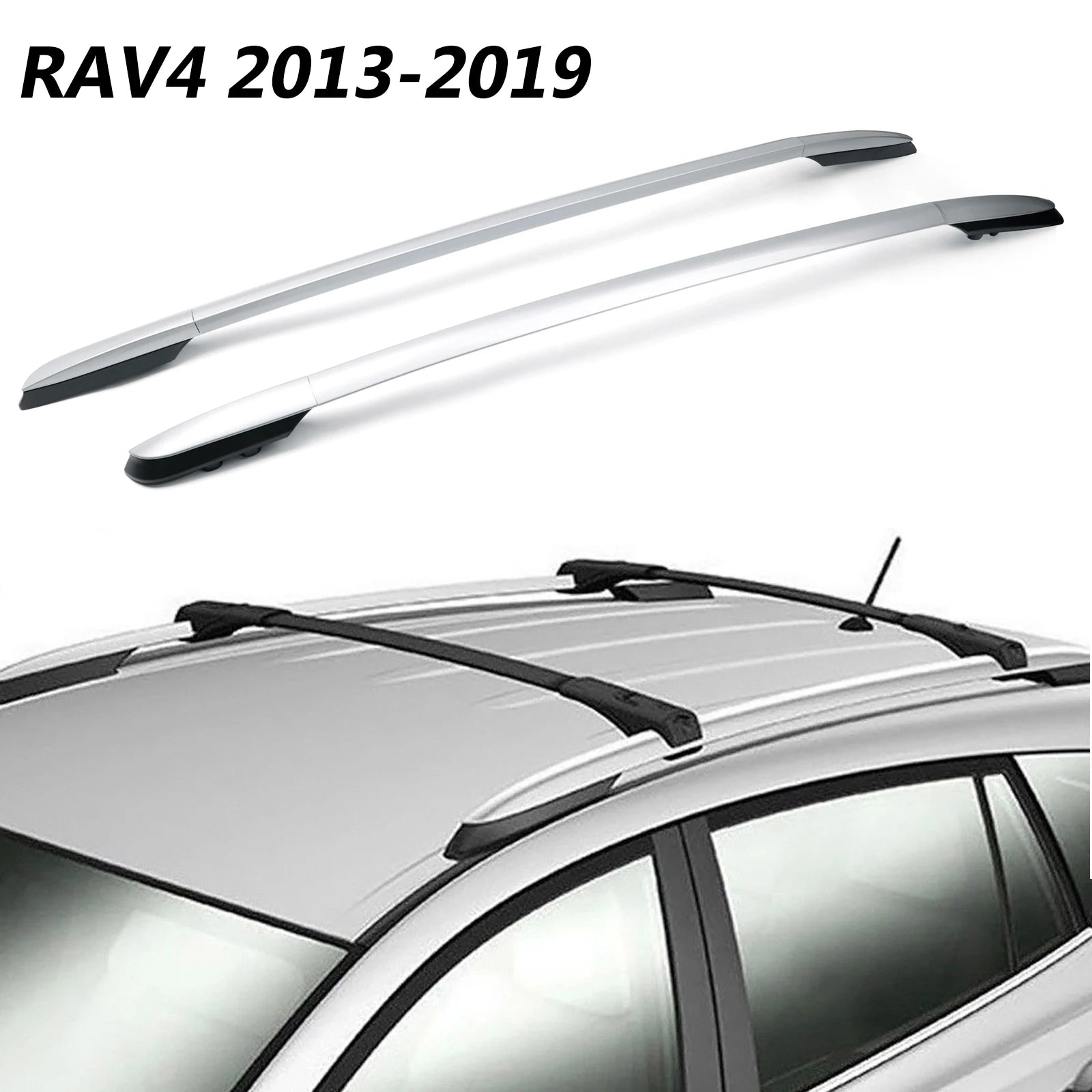 Barres de Toit Latérales Aluminium Toyota RAV4 2013-2019 - vue de face - Becquet Voiture