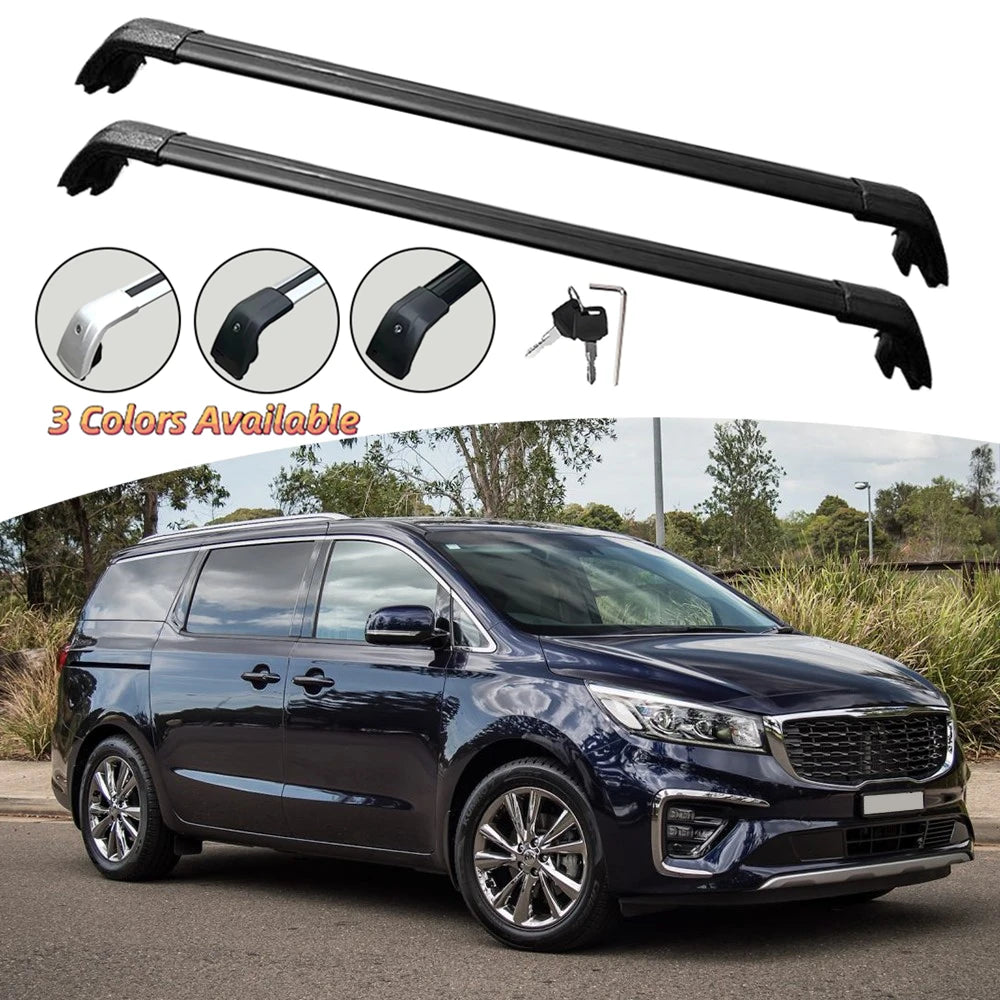 Barres de Toit Transversales Aluminium Kia Carnival 2015-2021 - vue de face - Becquet Voiture