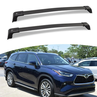 Barres de Toit Verrouillables Toyota Highlander 2020-2023 - vue de face - Becquet Voiture