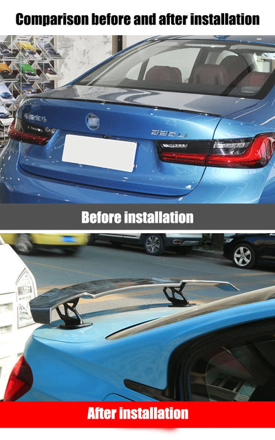 Becquet Aileron GT Universel Sport Berline Look Carbone - détail du montage - Becquet Voiture