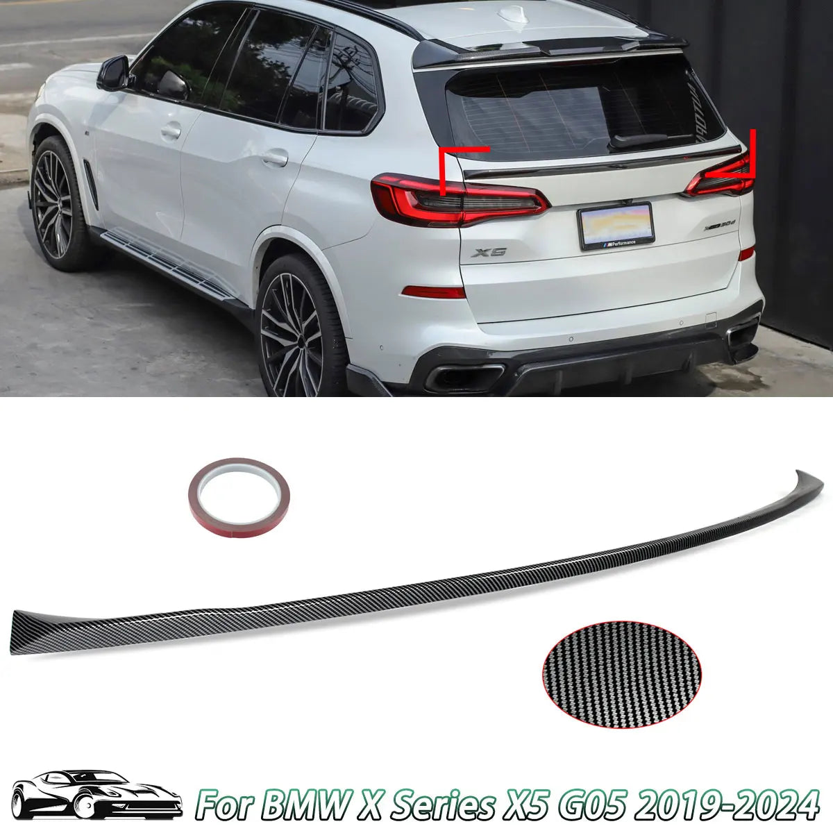 Becquet Arrière Carbone BMW X5 G05 F95 2019-2022 - vue de face - Becquet Voiture