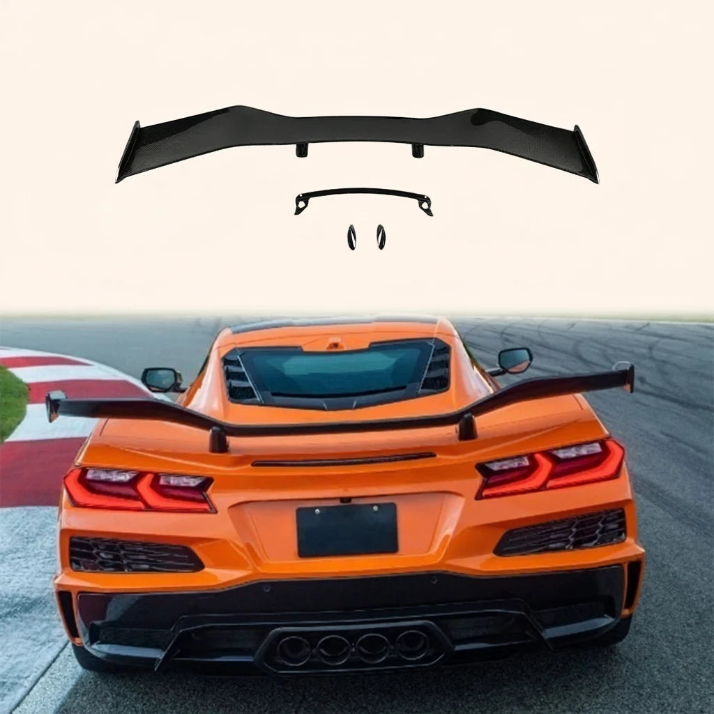 Becquet Arrière GT Fibre de Carbone Chevrolet Corvette C8 2020-2024 - vue de face - Becquet Voiture