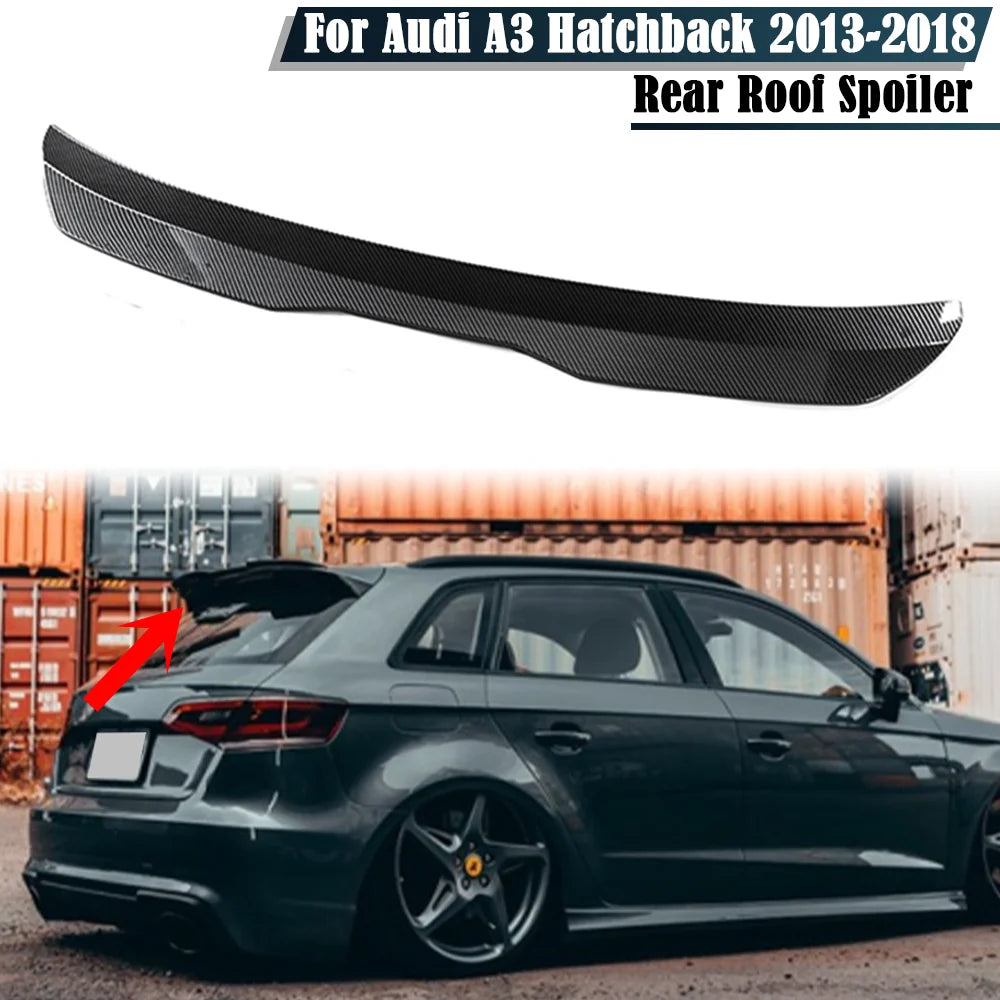 Becquet Audi A3 Hatchback 2013-2018 Toit Look Carbone - vue de face - Becquet Voiture
