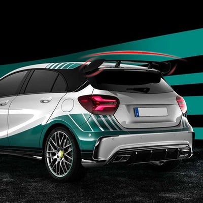 Becquet Carbone Mercedes W176 A45 AMG 2013-2018 - vue de trois-quarts - Becquet Voiture